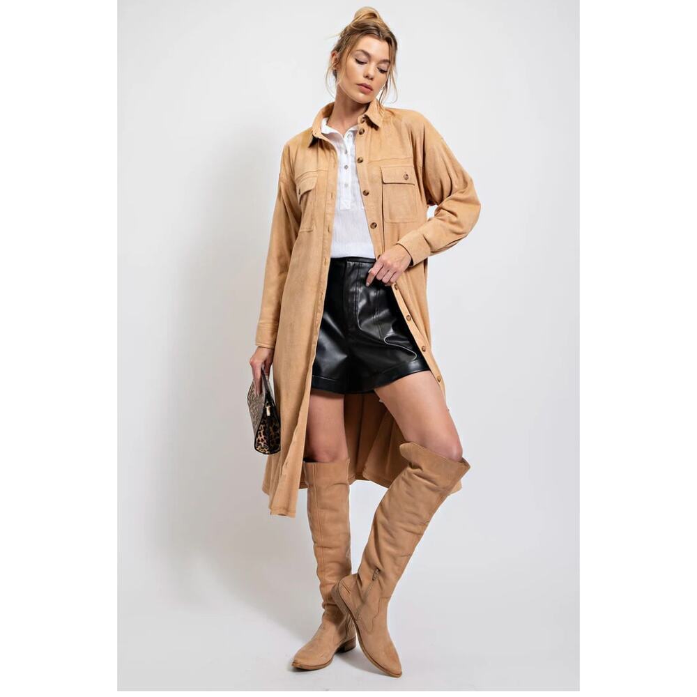 New with Tags Oversized Easel Corduroy Button Down Shirt Dress SZ S - Picture 1 of 15